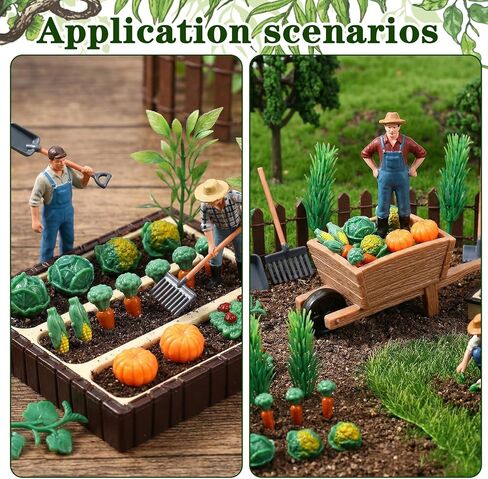Mini Garden Tools Miniature Dollhouse Decorations Mini Shovel Rake Farm Model Small Ornament Resin Vegetable Figurines Field Scene Landscape Outdoor Decor in Saudi Arabia