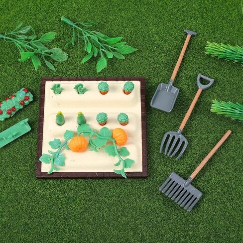 Mini Garden Tools Miniature Dollhouse Decorations Mini Shovel Rake Farm Model Small Ornament Resin Vegetable Figurines Field Scene Landscape Outdoor Decor in Saudi Arabia