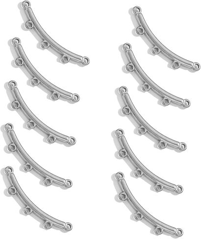 10pcs Multi Size Stainless Steel Curved Connectors Multihole Necklace and Bracelet Connector Jewelry Making Supplies in Saudi Arabia
