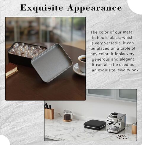 10 قطع من علب الصفيح الصغيرة السوداء، صندوق معدني صغير مع غطاء، صندوق معدني مستطيل الشكل لتخزين المجوهرات والحلوى والحرف اليدوية (أسود) in Kuwait