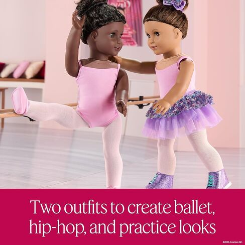 مجموعة American Girl, Truly Me #117 Doll & Dance All Day، ذات عيون بنية، وشعر بني غامق مموج، وبشرة أسمر، للأعمار من 6 سنوات فما فوق in Saudi Arabia