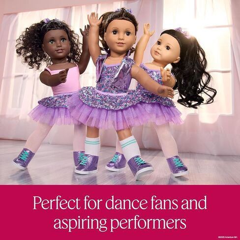 مجموعة American Girl, Truly Me #117 Doll & Dance All Day، ذات عيون بنية، وشعر بني غامق مموج، وبشرة أسمر، للأعمار من 6 سنوات فما فوق in Saudi Arabia