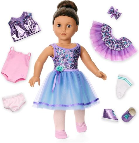 مجموعة American Girl, Truly Me #117 Doll & Dance All Day، ذات عيون بنية، وشعر بني غامق مموج، وبشرة أسمر، للأعمار من 6 سنوات فما فوق in Saudi Arabia
