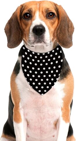 Black and White Polka Dot Dog Bandana Cartoon Theme Birthday Party Adjustable Triangle Bibs Dogs Scarf for Small Medium Large Pets in Saudi Arabia