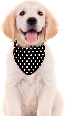 Black and White Polka Dot Dog Bandana Cartoon Theme Birthday Party Adjustable Triangle Bibs Dogs Scarf for Small Medium Large Pets in Saudi Arabia