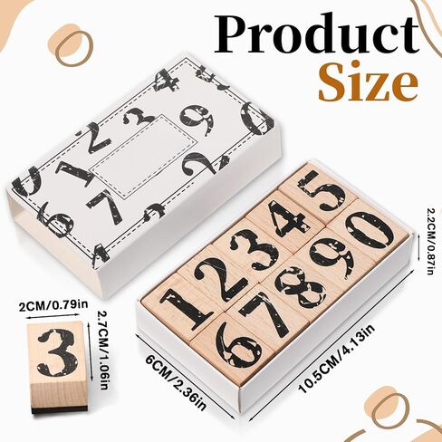 Number Stamp Set 10 PCS Wooden Number Stamps 0-9 Multipurpose Number-Stamps for Card Making, Crafting, Scrapbooking, Calendar in Saudi Arabia