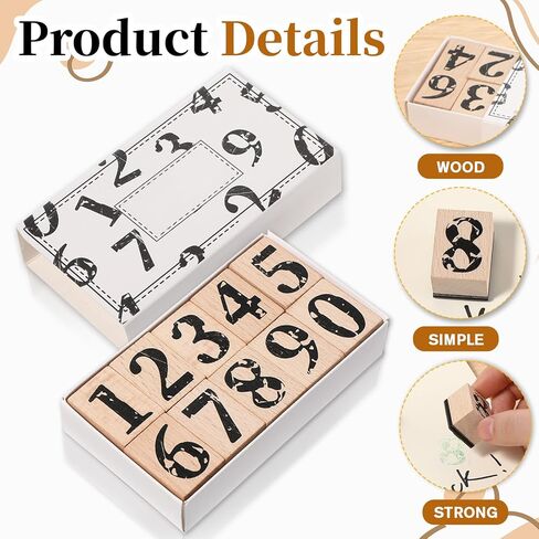 Number Stamp Set 10 PCS Wooden Number Stamps 0-9 Multipurpose Number-Stamps for Card Making, Crafting, Scrapbooking, Calendar in Saudi Arabia