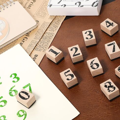 Number Stamp Set 10 PCS Wooden Number Stamps 0-9 Multipurpose Number-Stamps for Card Making, Crafting, Scrapbooking, Calendar in Saudi Arabia