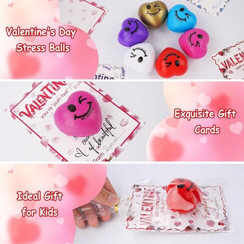 Valentines Day Gifts for Kids, 18 PCS Stress Ball with Cards, Valentines Day Classroom Favors, Valentines Day Gifts for Students, Perfect for Boys & Girls Classroom Gift Exchanges at School in Saudi Arabia