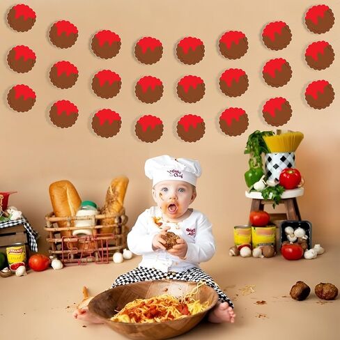 Meatball Birthday Decorations, 3pcs Meatball Banner Garlands Pre-Strung Italian Spaghetti Decorations Banner for Boy First Birthday Baby Shower Party in Saudi Arabia