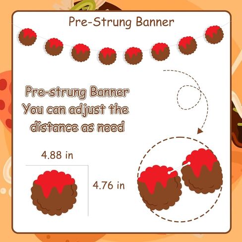 Meatball Birthday Decorations, 3pcs Meatball Banner Garlands Pre-Strung Italian Spaghetti Decorations Banner for Boy First Birthday Baby Shower Party in Saudi Arabia