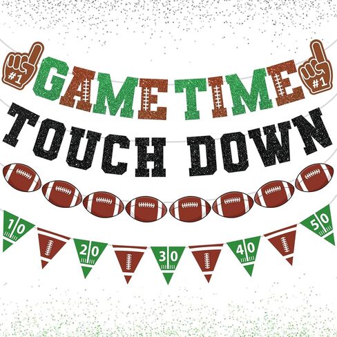 Football Decorations Game Time Touch Down Pre-Strung Football Banner Sports Party Favors Supplies for Indoor Home Birthday Flags in Saudi Arabia
