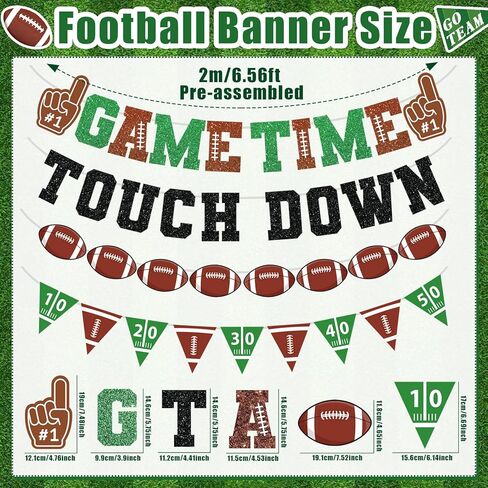 Football Decorations Game Time Touch Down Pre-Strung Football Banner Sports Party Favors Supplies for Indoor Home Birthday Flags in Saudi Arabia