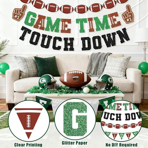 Football Decorations Game Time Touch Down Pre-Strung Football Banner Sports Party Favors Supplies for Indoor Home Birthday Flags in Saudi Arabia
