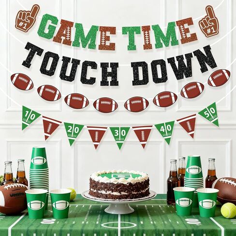 Football Decorations Game Time Touch Down Pre-Strung Football Banner Sports Party Favors Supplies for Indoor Home Birthday Flags in Saudi Arabia