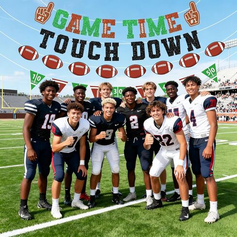 Football Decorations Game Time Touch Down Pre-Strung Football Banner Sports Party Favors Supplies for Indoor Home Birthday Flags in Saudi Arabia