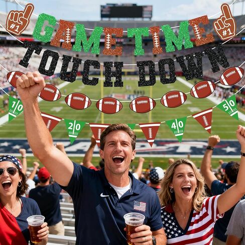 Football Decorations Game Time Touch Down Pre-Strung Football Banner Sports Party Favors Supplies for Indoor Home Birthday Flags in Saudi Arabia