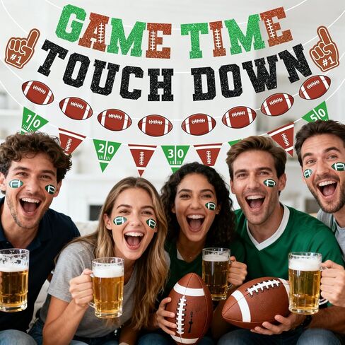 Football Decorations Game Time Touch Down Pre-Strung Football Banner Sports Party Favors Supplies for Indoor Home Birthday Flags in Saudi Arabia