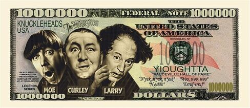 Three Stooges (3 Stooges) Million Dollar Bill With Bill Protector - Limited Edition - Best For Collecting, Full Color, Real Money Size. Makes A Great Gift. in Kuwait