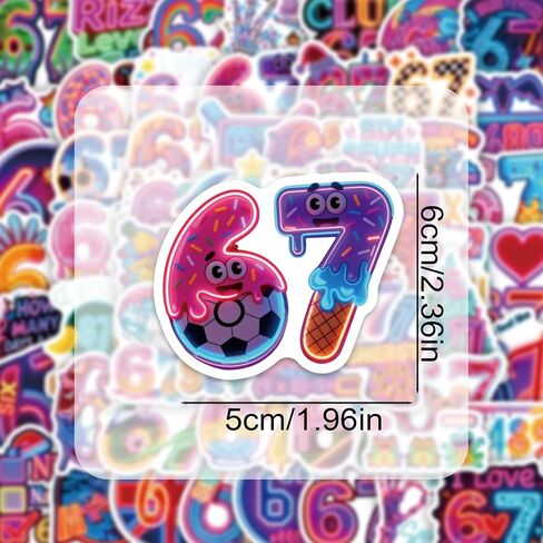 60Pcs 67 Stickers, Funny Six Seven Stickers Meme for Kids Teens Adult, 67 Stuff 6 7 Stickers for Water Bottle, Phone, Luggage, Laptop, 6 7 Party Decorations (60Pcs Neon) in Saudi Arabia