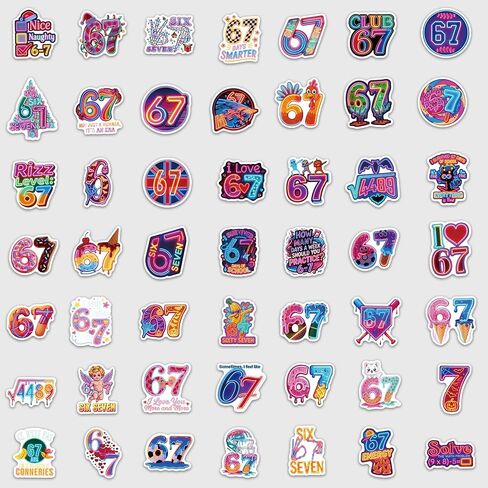 60Pcs 67 Stickers, Funny Six Seven Stickers Meme for Kids Teens Adult, 67 Stuff 6 7 Stickers for Water Bottle, Phone, Luggage, Laptop, 6 7 Party Decorations (60Pcs Neon) in Saudi Arabia
