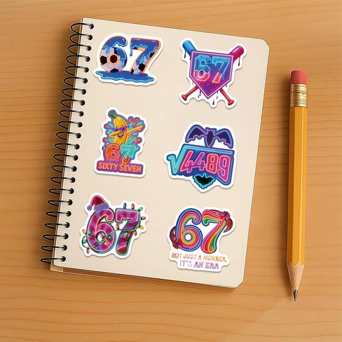 60Pcs 67 Stickers, Funny Six Seven Stickers Meme for Kids Teens Adult, 67 Stuff 6 7 Stickers for Water Bottle, Phone, Luggage, Laptop, 6 7 Party Decorations (60Pcs Neon) in Saudi Arabia