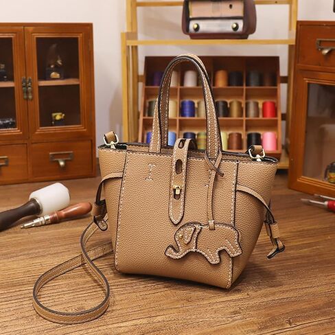 WADORN DIY Leather Tote Bag Making Kit - PU Leather Craft Sewing Handbag Making Sets - All Accessories for Gift, 10.2x4.7x7 in, Camel in Saudi Arabia