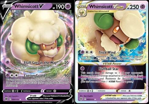 Whimsicott V & VSTAR 065/172 Brilliant Stars - مجموعة بطاقات بوكيمون نادرة للغاية in Saudi Arabia