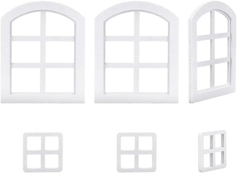 BENECREAT 6 Pcs Dollhouse Windows, 2 Styles Wooden Miniature Window 1:12 Frame Miniature Furniture, Decorative Props for Dollhouse(White) in Saudi Arabia