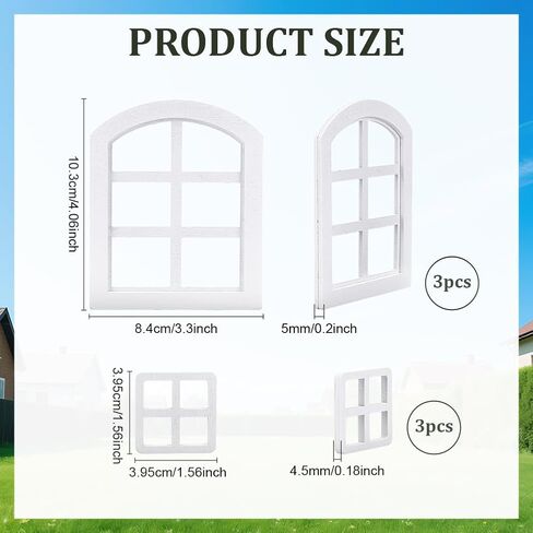 BENECREAT 6 Pcs Dollhouse Windows, 2 Styles Wooden Miniature Window 1:12 Frame Miniature Furniture, Decorative Props for Dollhouse(White) in Saudi Arabia
