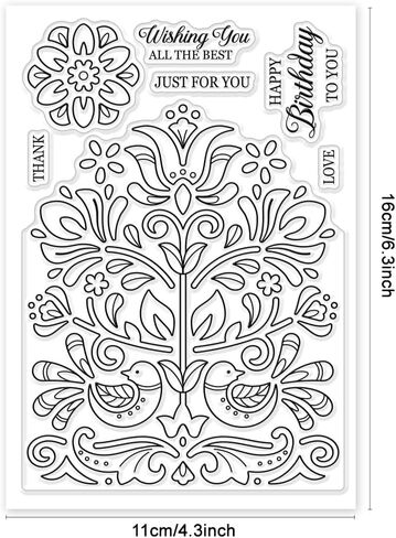 1 Sheet PVC Plastic Clear Stamps, Custom Floral Pattern Silicone Stamp, Words Pattern Transparent Stamps for DIY Scrapbooking Photo Album Decorative Cards Making, 6.3x4.33inch in Saudi Arabia