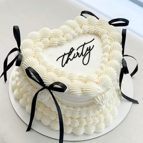 Thirty Years Old Acrylic Cake Decorations - Black Acrylic 30th Birthday Decorations, 30th Anniversary Cake Decorations, Bow Cake Decorations, Wedding Anniversary Party Gift Supplies in Saudi Arabia
