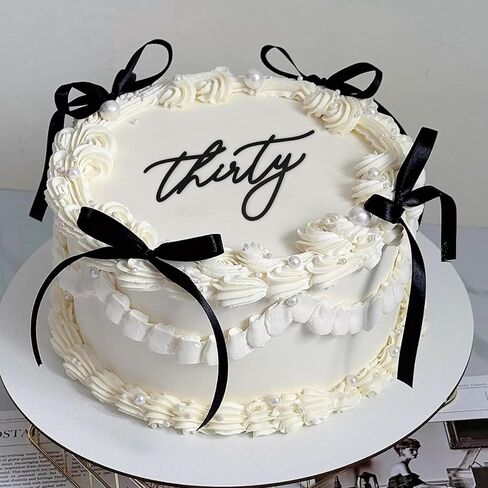 Thirty Years Old Acrylic Cake Decorations - Black Acrylic 30th Birthday Decorations, 30th Anniversary Cake Decorations, Bow Cake Decorations, Wedding Anniversary Party Gift Supplies in Saudi Arabia