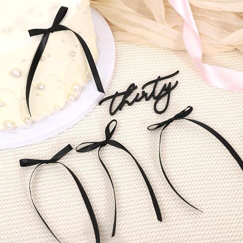 Thirty Years Old Acrylic Cake Decorations - Black Acrylic 30th Birthday Decorations, 30th Anniversary Cake Decorations, Bow Cake Decorations, Wedding Anniversary Party Gift Supplies in Saudi Arabia