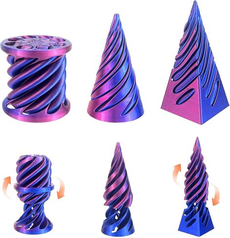 10 Pack 3D Printed Spiral Fidget Toys Set， Impossible Magic Passthrough Stress Relief Toy for Anxiety Relaxing,Cuboid,Cylinder,Cone,Cube,Wave,Whirlwind,Pyramid,Gourd,Triangle,Quadrilateral(LG) in Kuwait