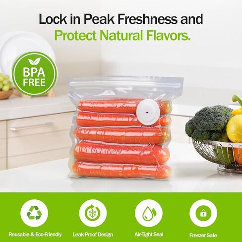 11x14 Inch Vacuum Sealer Bags, BPA-Free Food Storage Bags for Freezer and Microwave, Leak-Proof & Odor-Resistant, Compatible with Auletor Mason Jar Sealers, 10 Pack | Leak-proof, Freshness, Freezer burn, 5x longer, Food shelf life, Airtight seal in Saudi Arabia