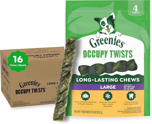 Greenies Occupy Twists Natural Dog Treats Large Breed Size Dog Chews Long Lasting Chicken Flavor, 34.2 oz. Pack, 16 Count in Saudi Arabia