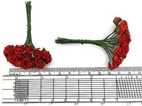 1 Bundle of 50pc Bright Red Artificial Flowers Paper Rose Flower Wedding Card Embellishment Scrapbook Craft L-101 in Saudi Arabia