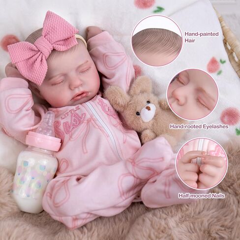 UOFTKIZ Real Life Reborn Baby Dolls Girl - دمية طفل واقعية مقاس 20 بوصة، دمية طفل ناعمة من الفينيل النابض بالحياة، مثالية للعب الأدوار، هدية للأطفال بعمر 3 سنوات فما فوق، والجدة، والآباء الجدد، وهواة الجمع in Saudi Arabia