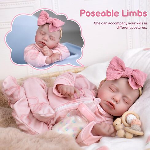 UOFTKIZ Real Life Reborn Baby Dolls Girl - دمية طفل واقعية مقاس 20 بوصة، دمية طفل ناعمة من الفينيل النابض بالحياة، مثالية للعب الأدوار، هدية للأطفال بعمر 3 سنوات فما فوق، والجدة، والآباء الجدد، وهواة الجمع in Saudi Arabia