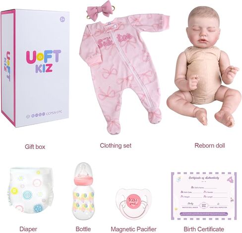 UOFTKIZ Real Life Reborn Baby Dolls Girl - دمية طفل واقعية مقاس 20 بوصة، دمية طفل ناعمة من الفينيل النابض بالحياة، مثالية للعب الأدوار، هدية للأطفال بعمر 3 سنوات فما فوق، والجدة، والآباء الجدد، وهواة الجمع in Saudi Arabia