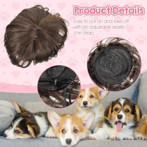 Funny Pet Wig, Funny Dog Wig for Small Medium Large Dogs with Hair Clips and Hair Ties – DIY Haircut & Adjustable Fit, Pet Costume 3D Natural Look for Halloween, Christmas, Parties in Saudi Arabia