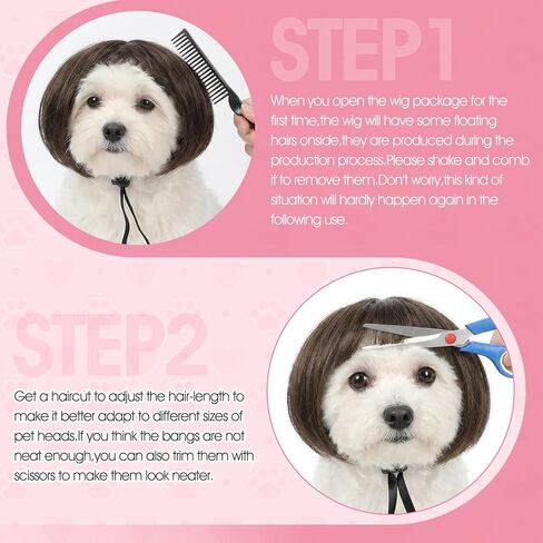 Funny Pet Wig, Funny Dog Wig for Small Medium Large Dogs with Hair Clips and Hair Ties – DIY Haircut & Adjustable Fit, Pet Costume 3D Natural Look for Halloween, Christmas, Parties in Saudi Arabia