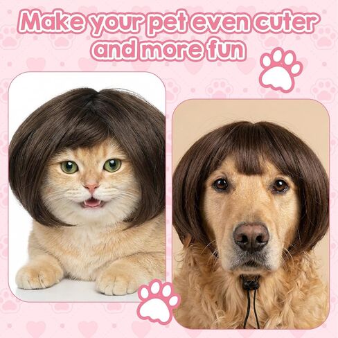 Funny Pet Wig, Funny Dog Wig for Small Medium Large Dogs with Hair Clips and Hair Ties – DIY Haircut & Adjustable Fit, Pet Costume 3D Natural Look for Halloween, Christmas, Parties in Saudi Arabia