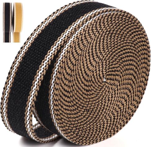 1 1/4 Inch Cotton Webbing Straps for Bags- 6 Yards Polyester Cotton White Black Striped Webbing-1.25" Strap Webbing for Making Bag, Purses, Backpack Belts in Saudi Arabia