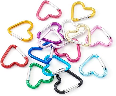 15Pcs Heart Zinc Alloy Spring Gate Rings Spring Buckle Heart Screw Locking Carabiner Key Ring Hooks Lock Clasps for DIY Crafts Dangle Findings Bag Purse Accessories 43.2x42mm Mixed Color in Saudi Arabia