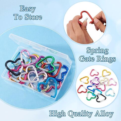 15Pcs Heart Zinc Alloy Spring Gate Rings Spring Buckle Heart Screw Locking Carabiner Key Ring Hooks Lock Clasps for DIY Crafts Dangle Findings Bag Purse Accessories 43.2x42mm Mixed Color in Saudi Arabia