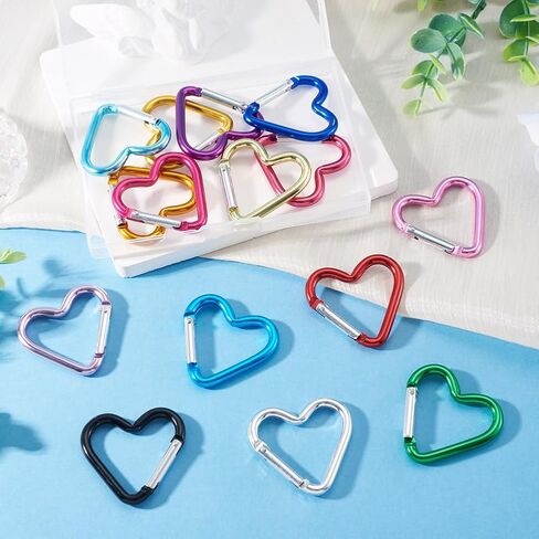 15Pcs Heart Zinc Alloy Spring Gate Rings Spring Buckle Heart Screw Locking Carabiner Key Ring Hooks Lock Clasps for DIY Crafts Dangle Findings Bag Purse Accessories 43.2x42mm Mixed Color in Saudi Arabia