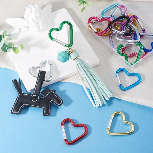 15Pcs Heart Zinc Alloy Spring Gate Rings Spring Buckle Heart Screw Locking Carabiner Key Ring Hooks Lock Clasps for DIY Crafts Dangle Findings Bag Purse Accessories 43.2x42mm Mixed Color in Saudi Arabia