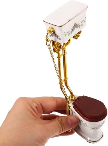 Tiny Ceramic Toilet for Dollhouses Bathroom 1/12 Scale Miniature Furniture Model with Detailed Design in Kuwait